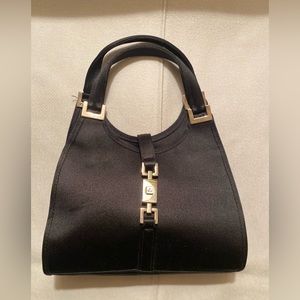 Elegant vintage black satin Gucci bag